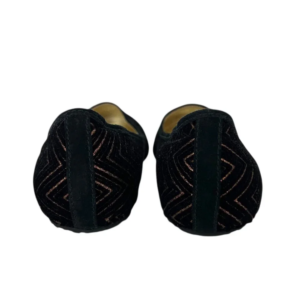 Elaine Turner‎ Velvet Black Copper Slip On Ballet Flats (8.5)